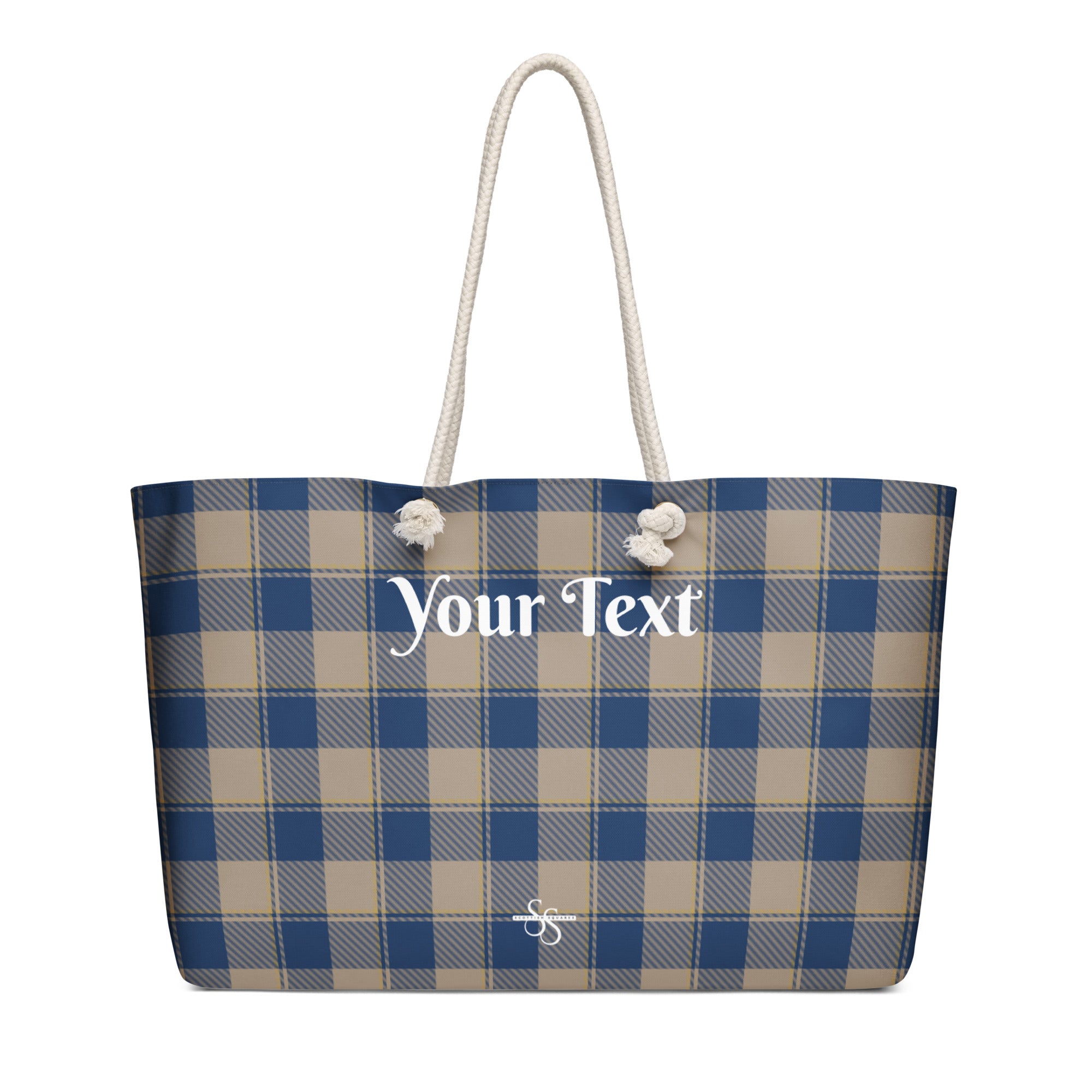 Personalized Cello and Donkey Brown Plaid Oversized Weekender Bag - Scottish Squares