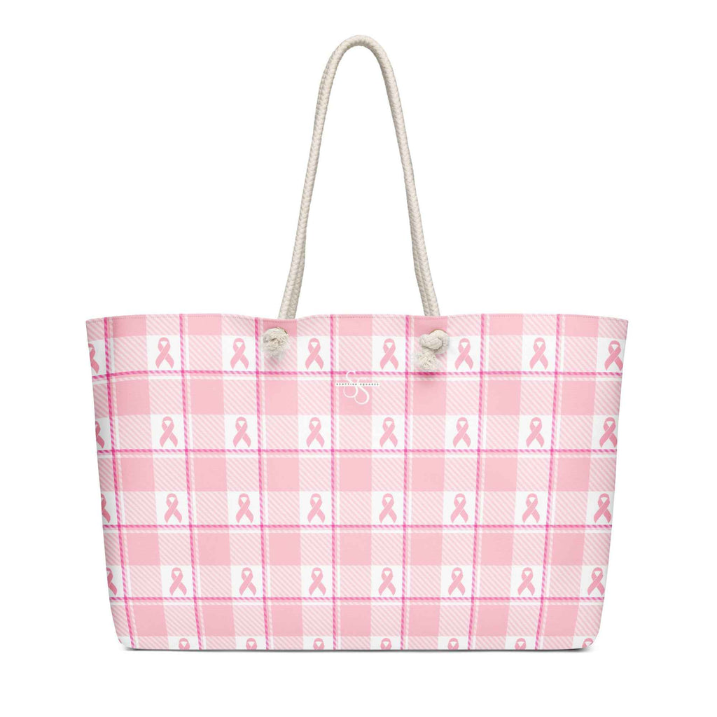 Oversized Weekender Bag Breast Cancer Awareness Plaid - Scottish Squares