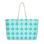 Oversized Weekender Bag Ovarian Cancer Awareness Plaid - Scottish Squares