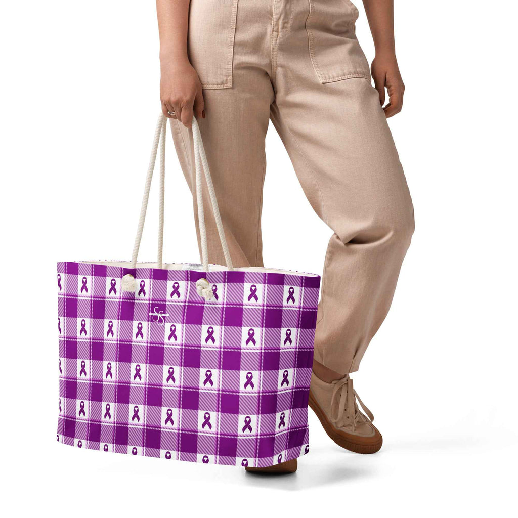 Oversized Weekender Bag Pancreatic Cancer Awareness Plaid Default Title - Scottish Squares