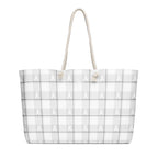 Oversized Weekender Bag Lung Cancer Awareness Plaid, White Ribbon, Supportive Gift - Scottish Squares