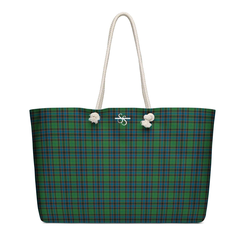 Oversized Weekender Bag Green Blue Orange Plaid Tartan
