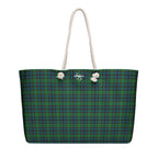 Oversized Weekender Bag Green Blue Orange Plaid Tartan