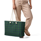Oversized Weekender Bag Green Blue Orange Plaid Tartan