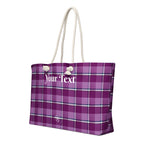 Personalized Purple and Trendy Pink Plaid Oversized Weekender Bag - Scottish Squares