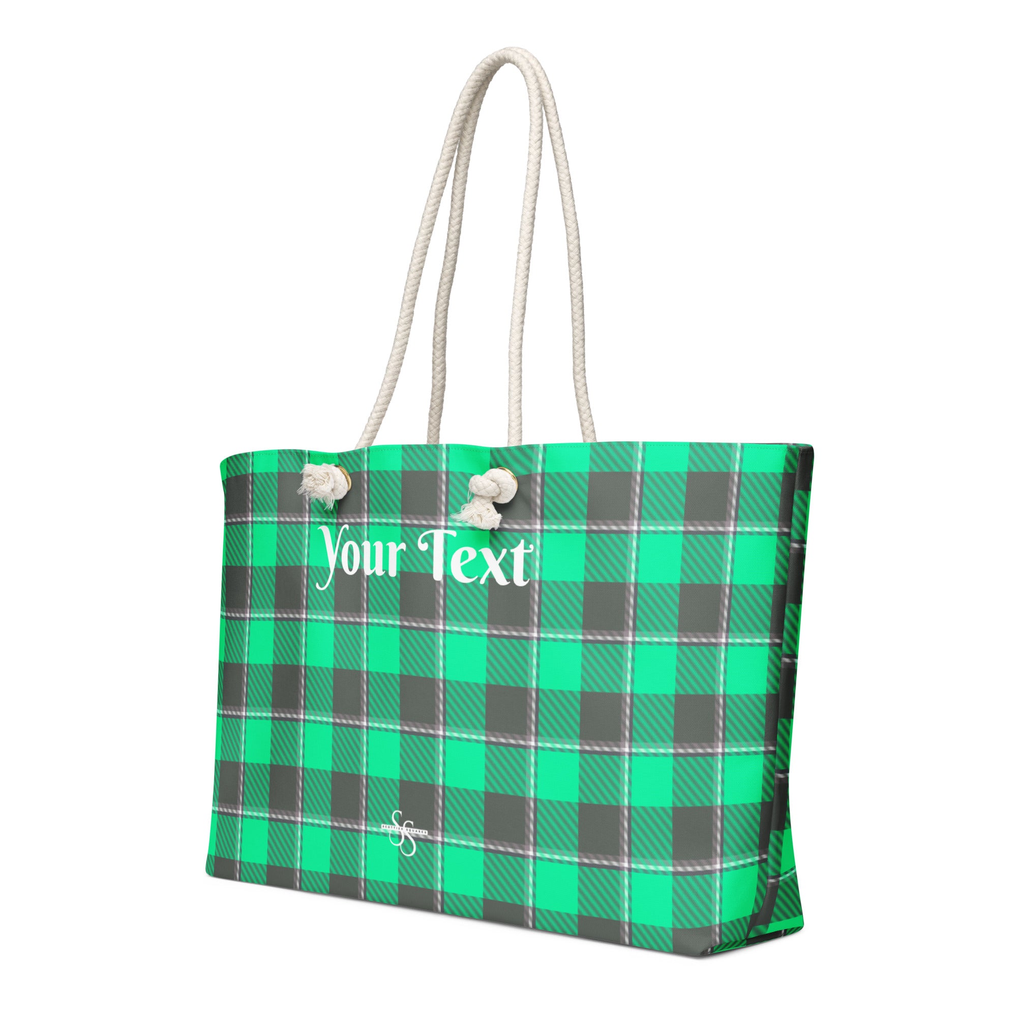 Personalized Spring Green and Finlandia Plaid Oversized Weekender Bag - Scottish Squares