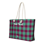 Personalized Ocean Green and Mulberry Wood Plaid Oversized Weekender Bag - Scottish Squares
