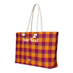 Personalized Tahiti Gold and Rose Bud Cherry Plaid Oversized Weekender Bag - Scottish Squares