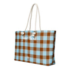 Personalized Blizzard Blue and Livid Brown Plaid Oversized Weekender Bag - Scottish Squares