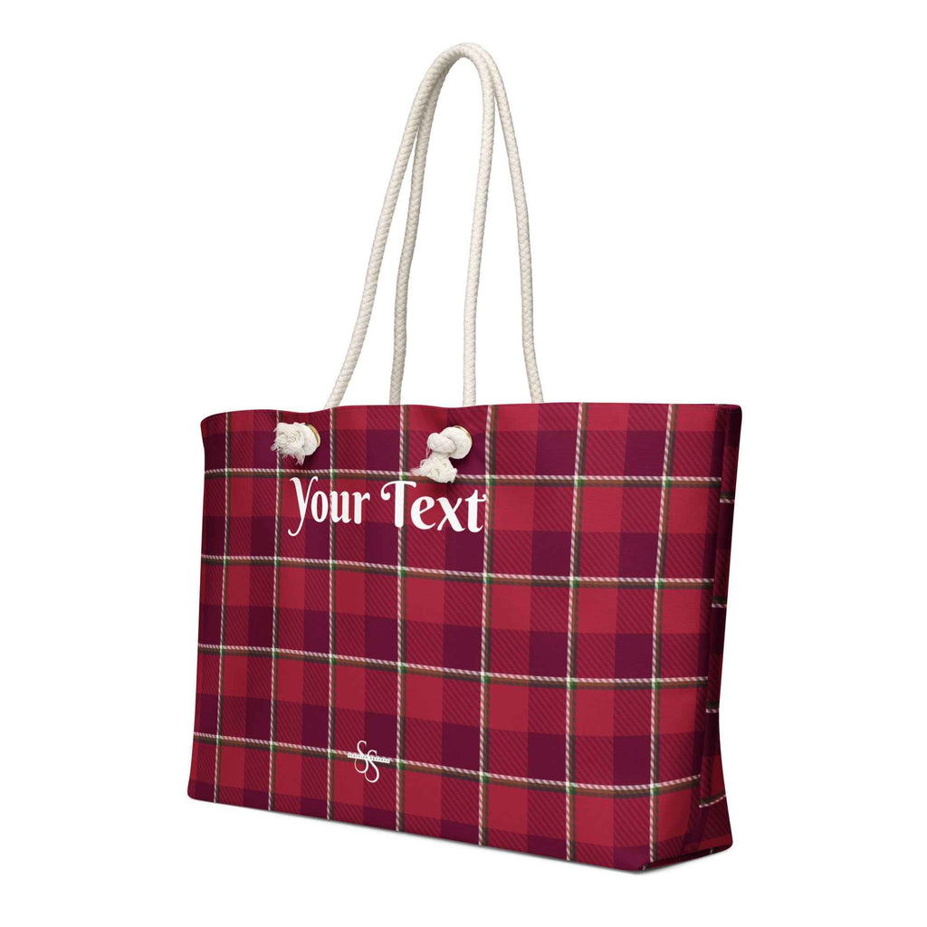 Personalized Old Brick and Cab Sav Plaid Oversized Weekender Bag - Scottish Squares