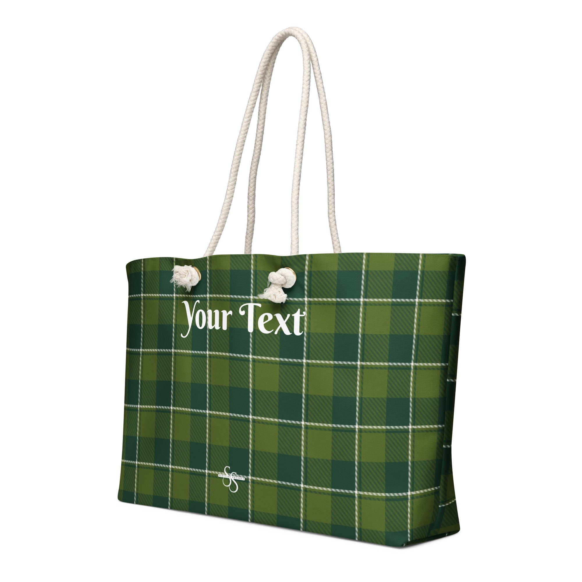 Personalized Woodland and Evergreen Plaid Oversized Weekender Bag - Scottish Squares