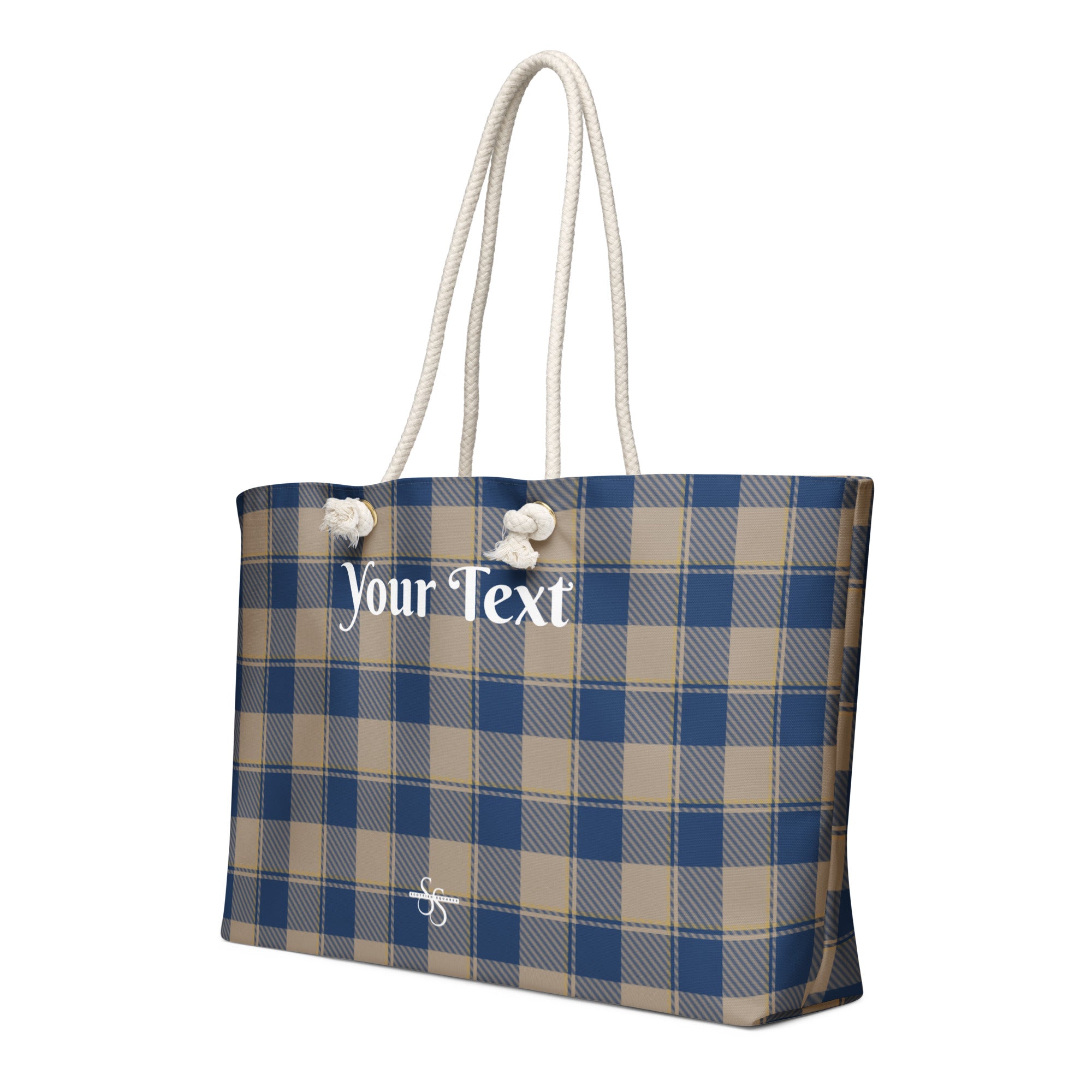 Personalized Cello and Donkey Brown Plaid Oversized Weekender Bag - Scottish Squares