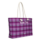 Personalized Purple and Trendy Pink Plaid Oversized Weekender Bag - Scottish Squares