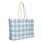 Personalized Pink Cloud and Blue Lagoon Plaid Oversized Weekender Bag - Scottish Squares