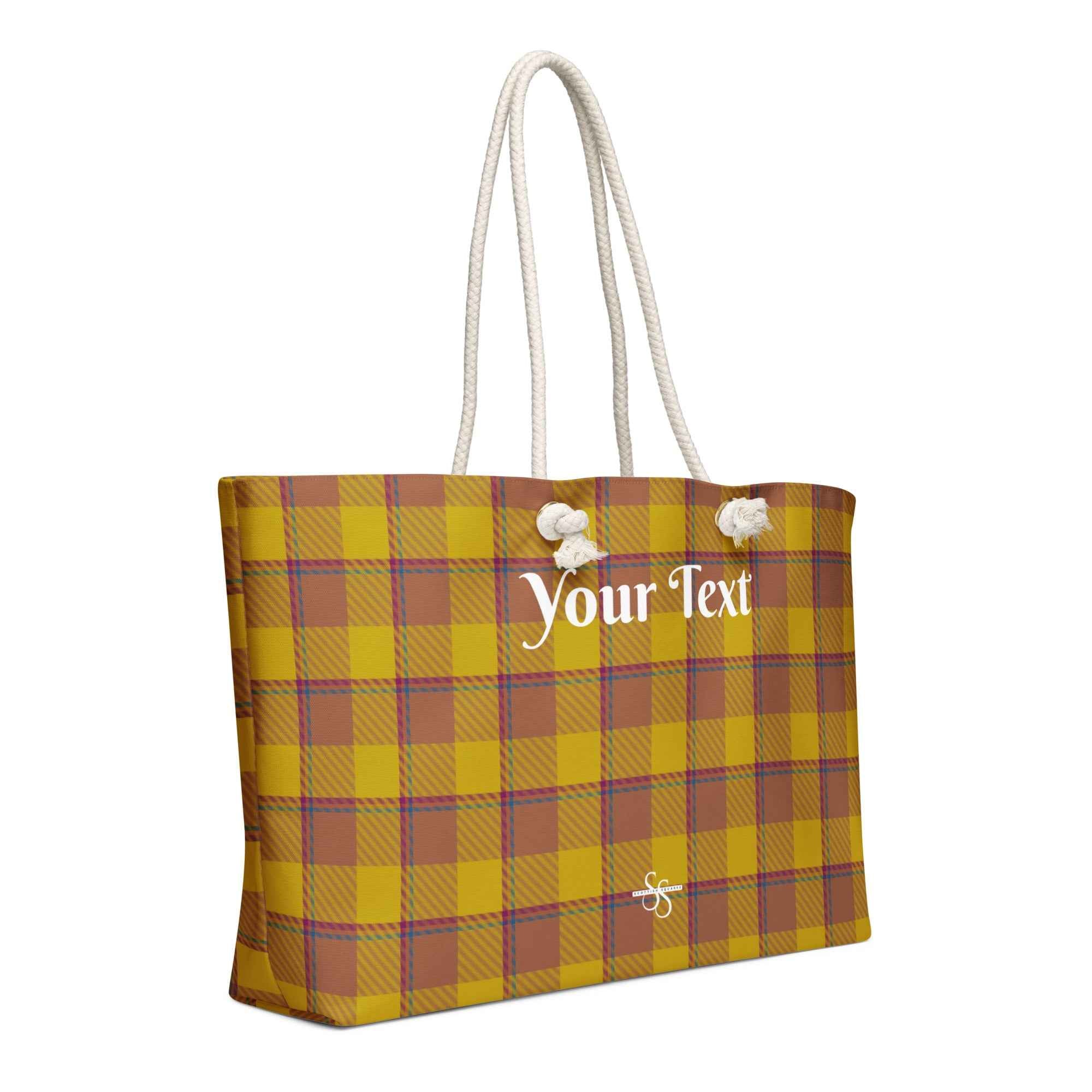 Personalized Potters Clay and Pizza Plaid Oversized Weekender Bag - Scottish Squares