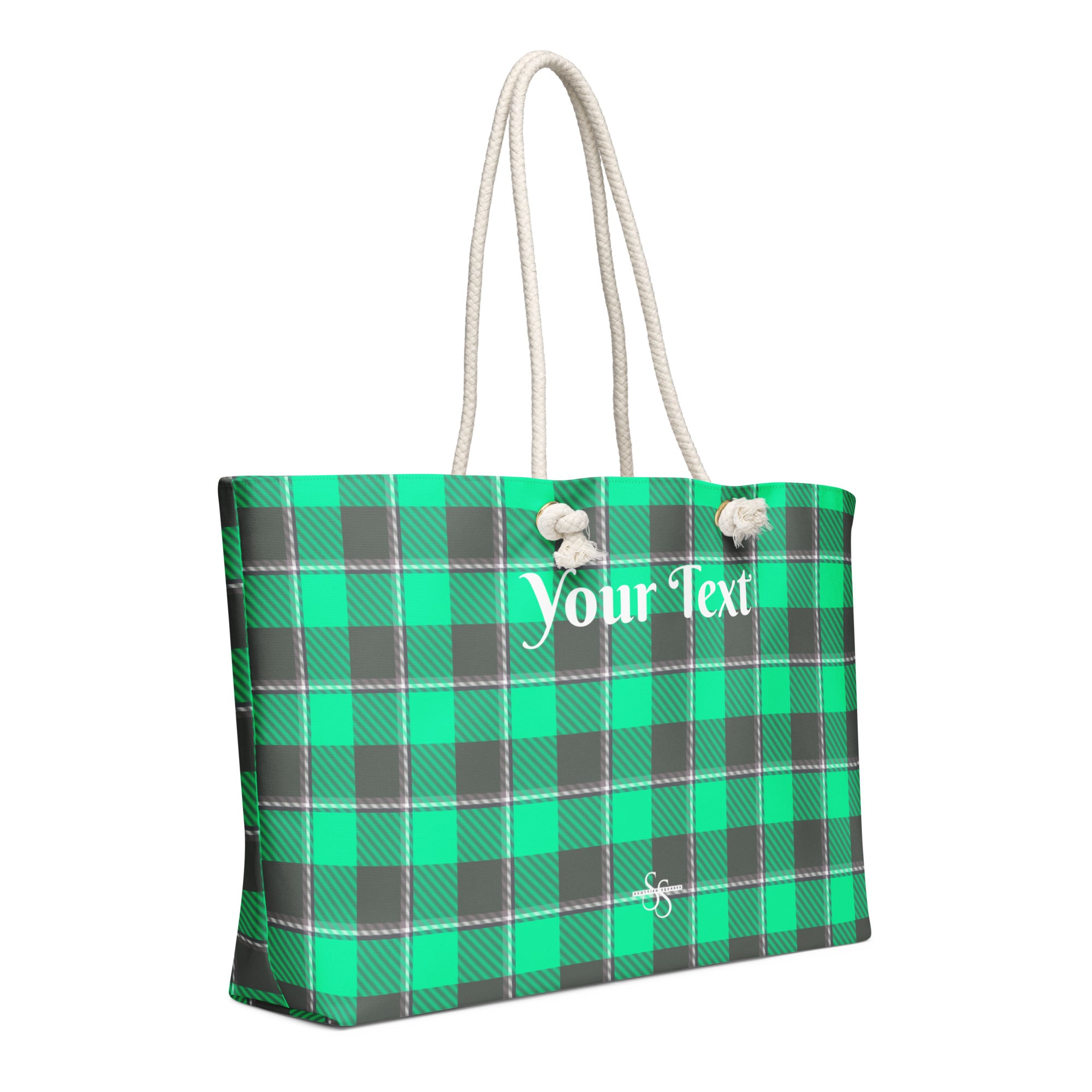 Personalized Spring Green and Finlandia Plaid Oversized Weekender Bag - Scottish Squares