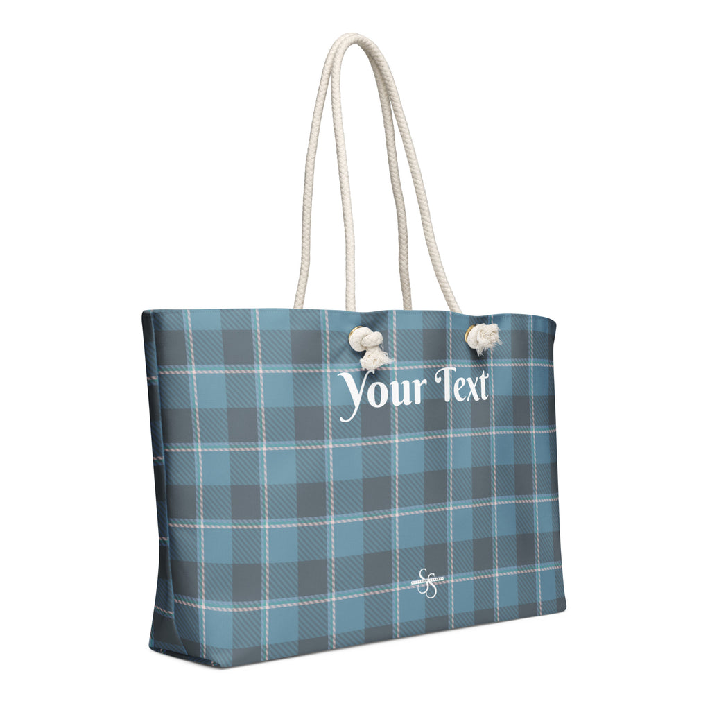 Personalized Hoki and Shuttle Gray Plaid Oversized Weekender Bag - Scottish Squares
