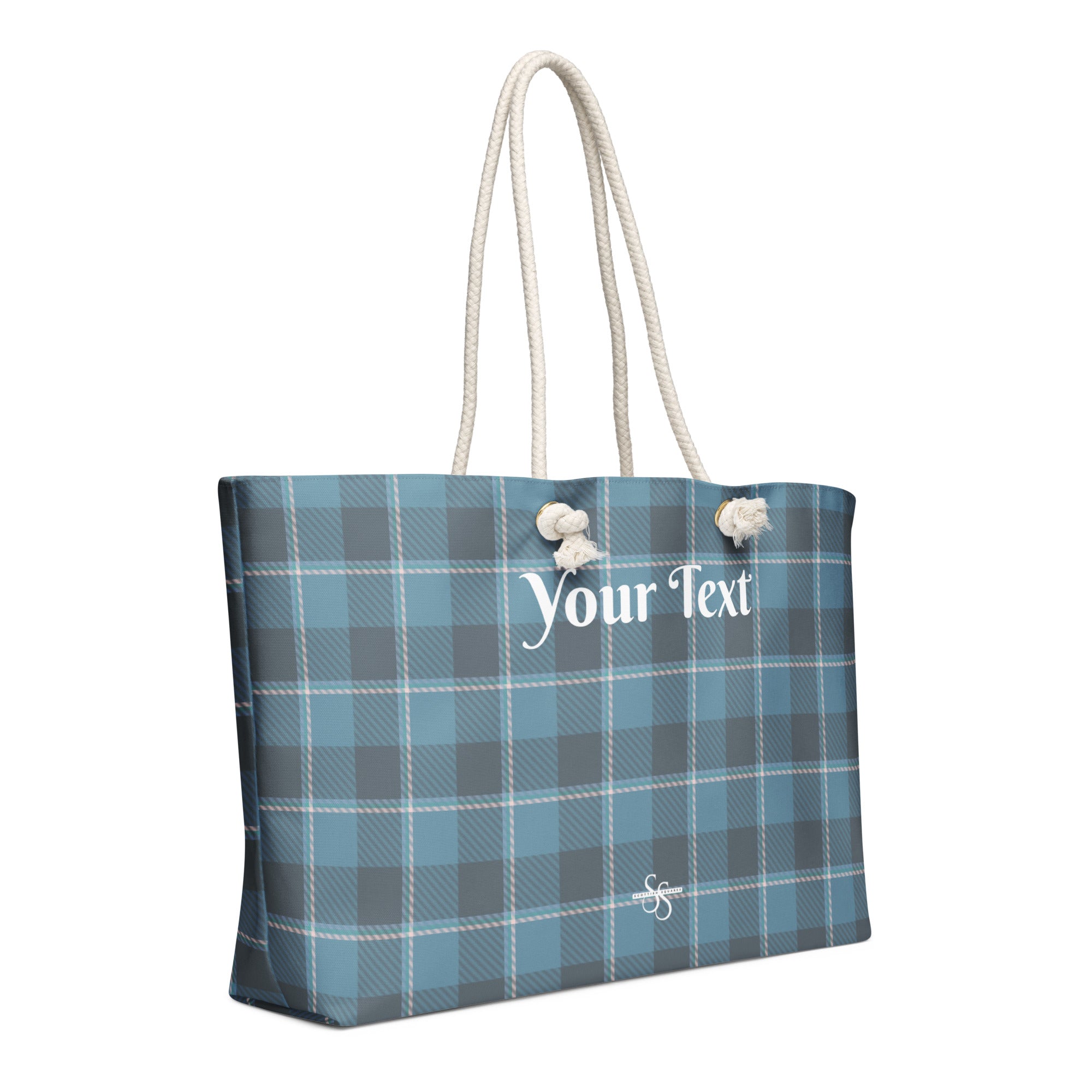 Personalized Hoki and Shuttle Gray Plaid Oversized Weekender Bag - Scottish Squares