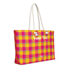 Personalized Corn and Razzmatazz Plaid Oversized Weekender Bag - Scottish Squares