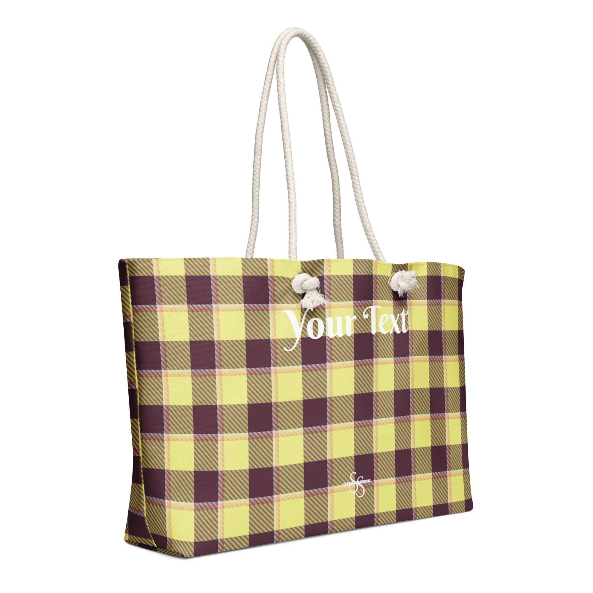 Personalized Flax and Livid Brown Plaid Oversized Weekender Bag - Scottish Squares