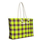 Personalized Electric Lime and Livid Brown Plaid Oversized Weekender Bag - Scottish Squares