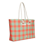 Personalized Spring Rain and Persimmon Plaid Oversized Weekender Bag - Scottish Squares