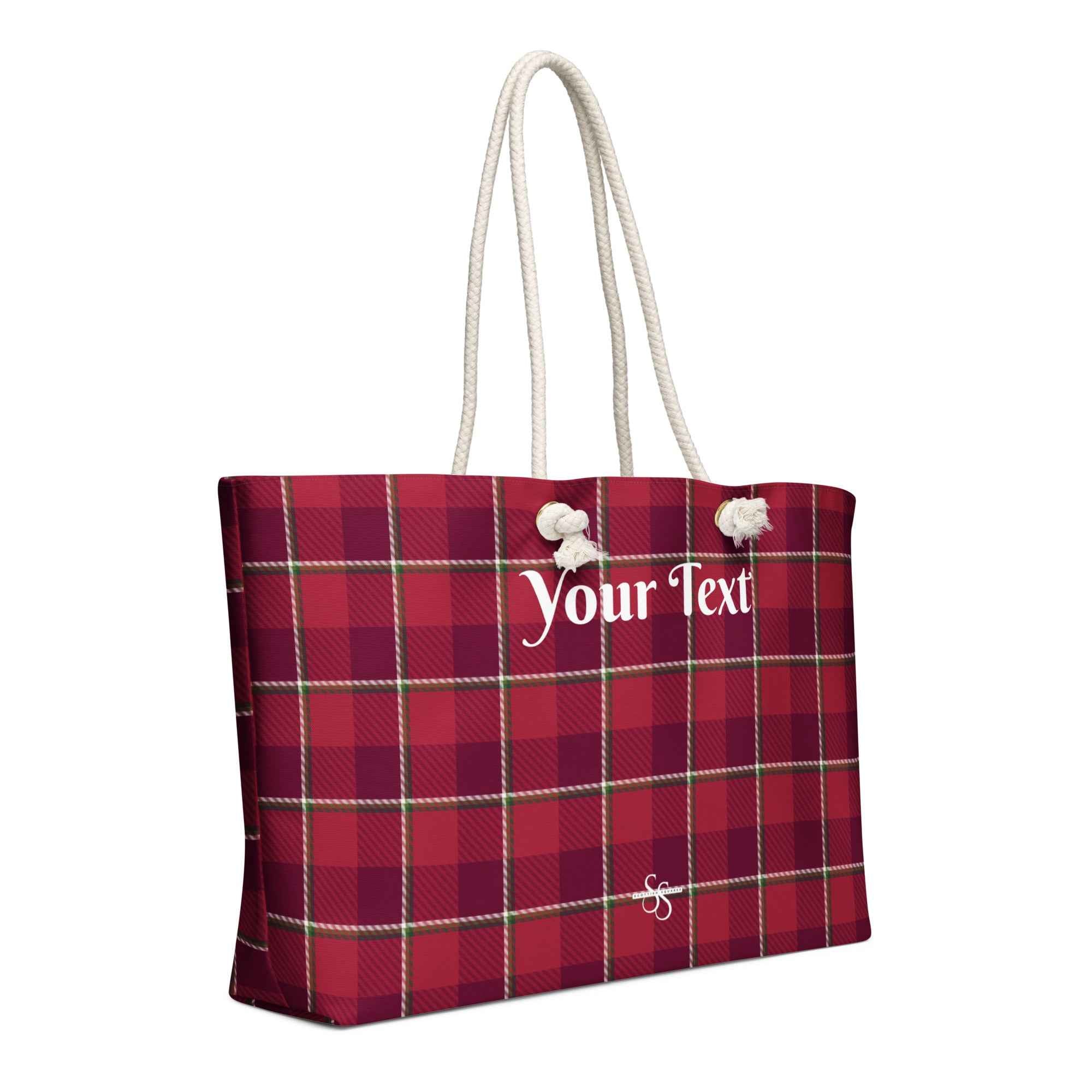 Personalized Old Brick and Cab Sav Plaid Oversized Weekender Bag - Scottish Squares