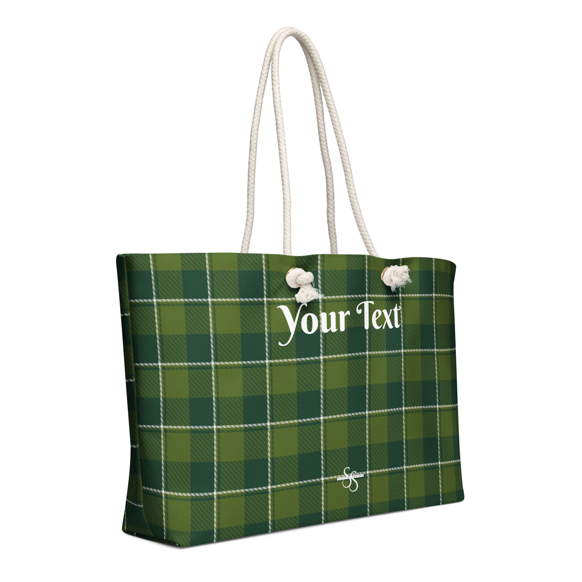 Personalized Woodland and Evergreen Plaid Oversized Weekender Bag - Scottish Squares