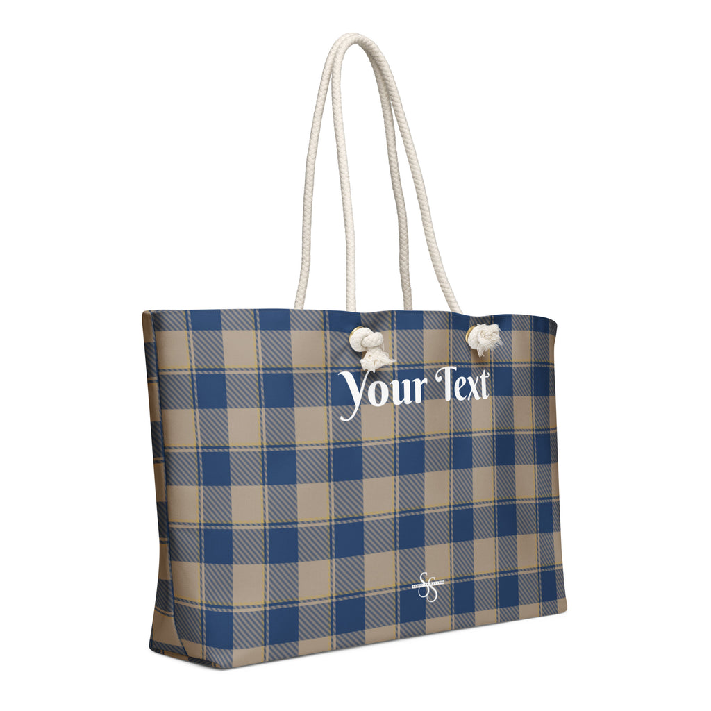 Personalized Cello and Donkey Brown Plaid Oversized Weekender Bag - Scottish Squares