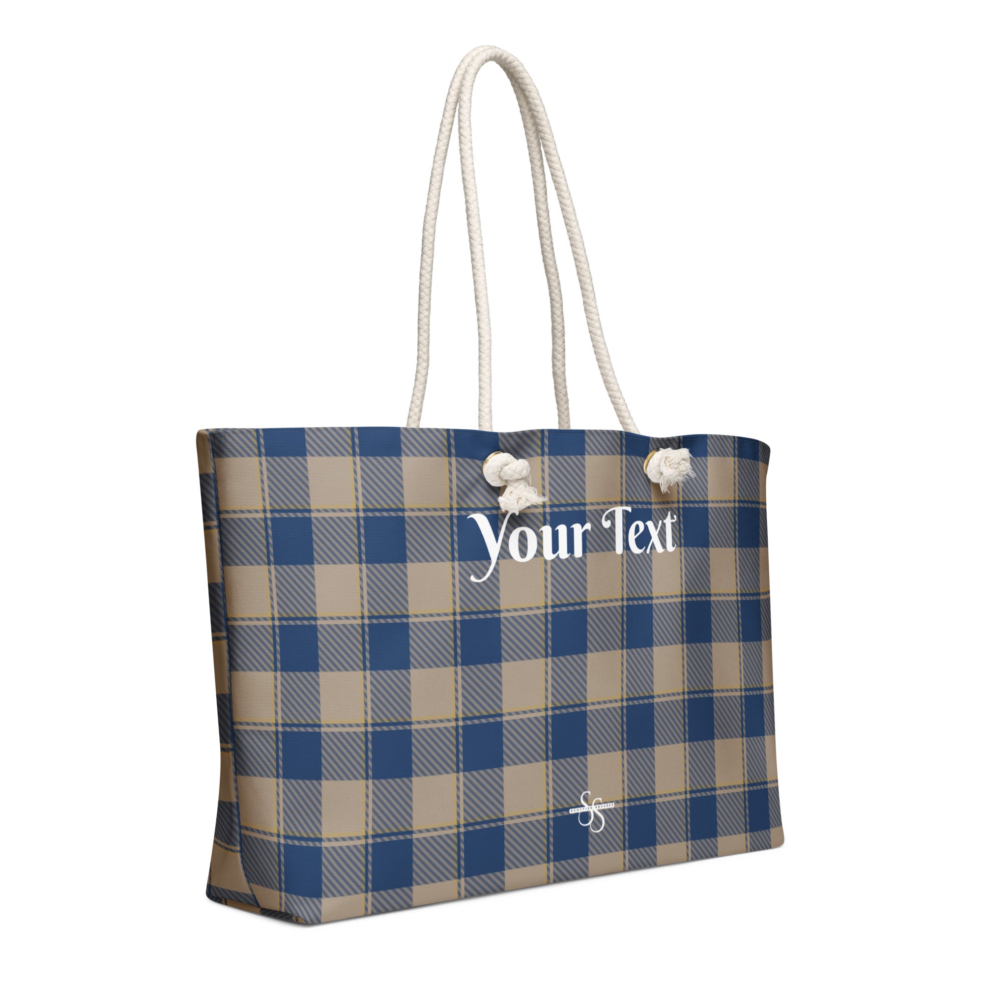 Personalized Cello and Donkey Brown Plaid Oversized Weekender Bag - Scottish Squares