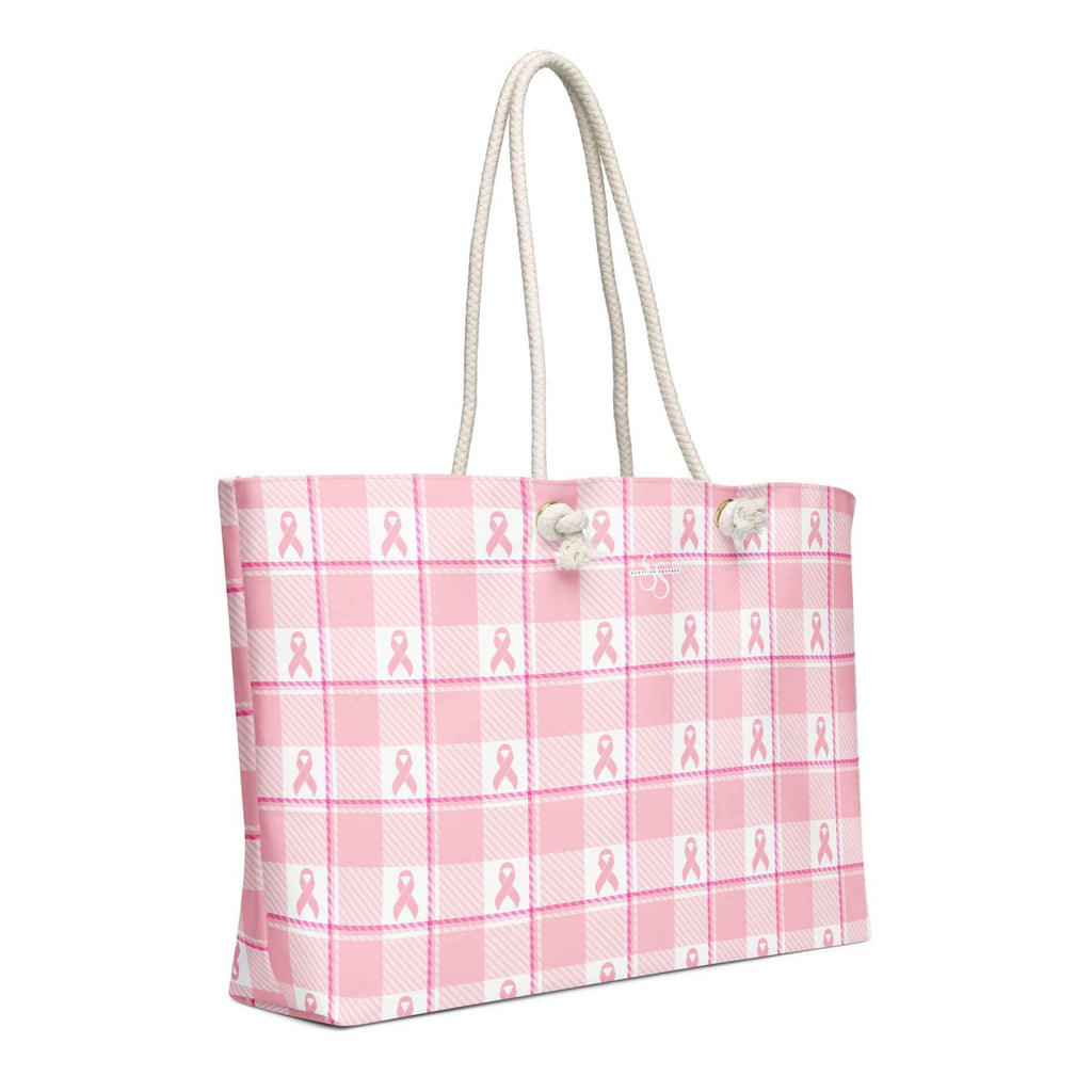 Oversized Weekender Bag Breast Cancer Awareness Plaid - Scottish Squares