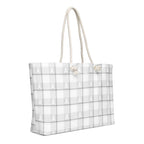 Oversized Weekender Bag Lung Cancer Awareness Plaid, White Ribbon, Supportive Gift - Scottish Squares