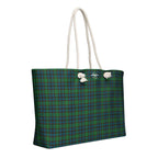 Oversized Weekender Bag Green Blue Orange Plaid Tartan