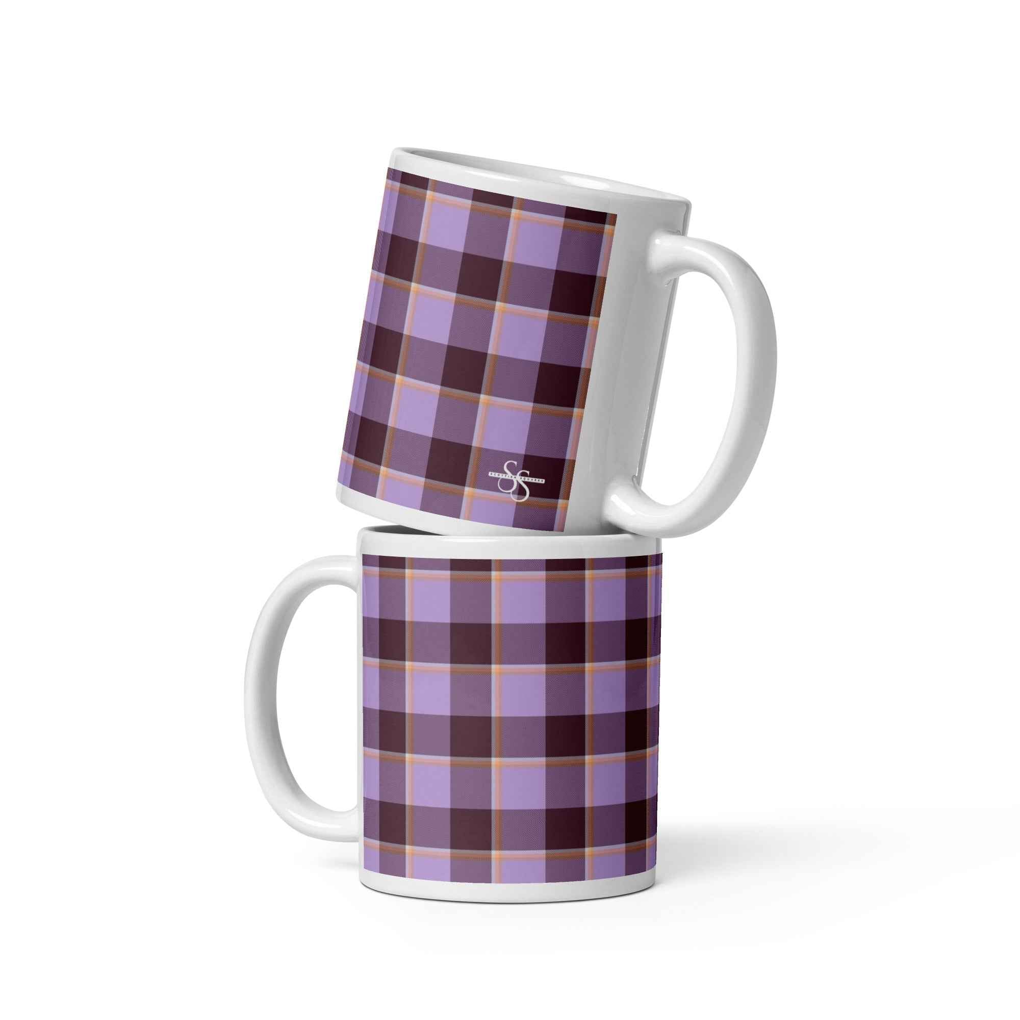 Light Wisteria and Livid Brown Plaid Ceramic Mug - Scottish Squares