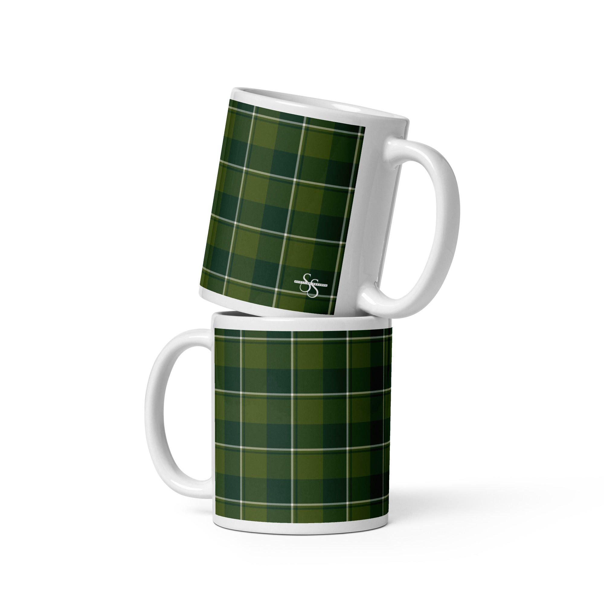 Woodland and Evergreen Plaid Ceramic Mug - Scottish Squares
