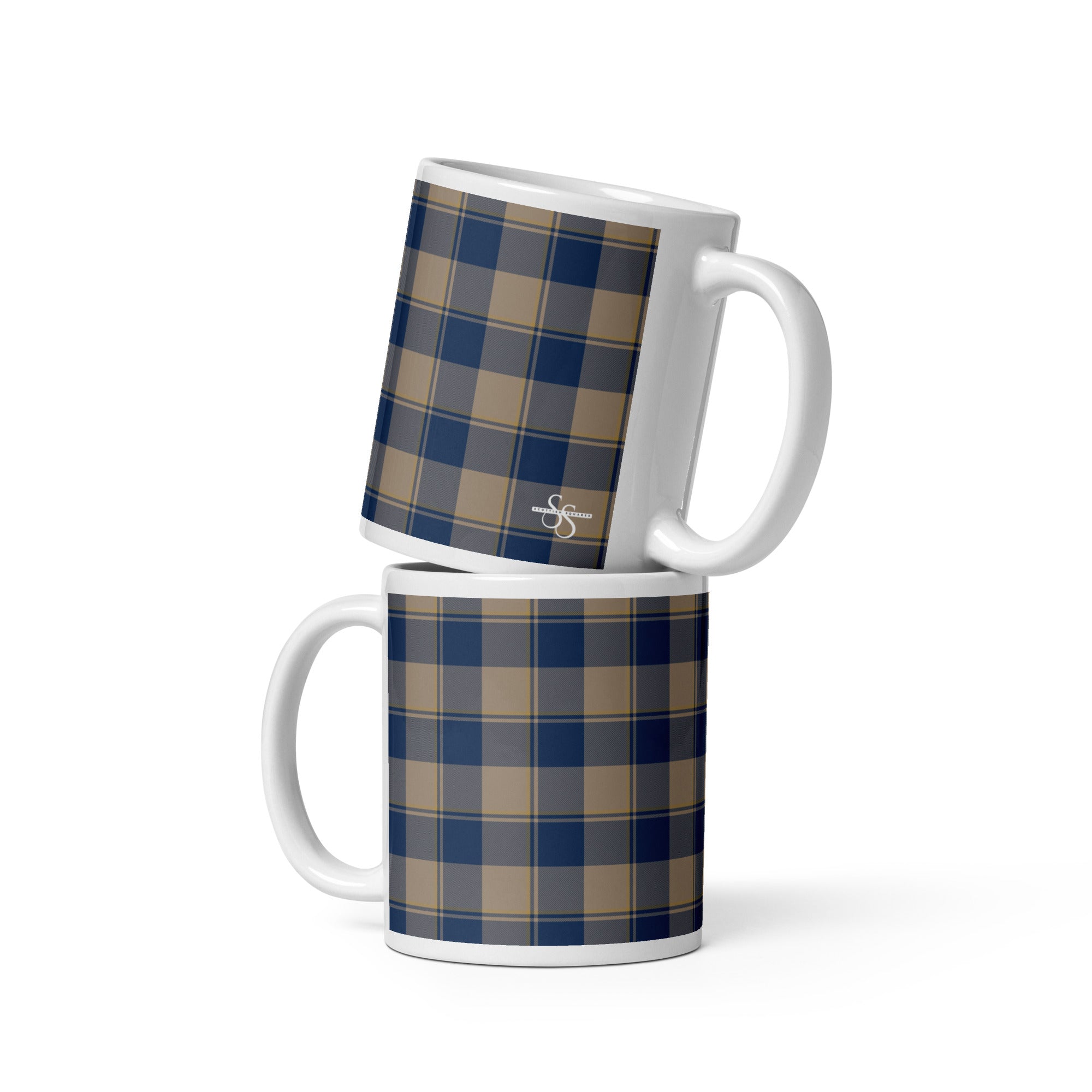 Cello and Donkey Brown Plaid Ceramic Mug - Scottish Squares