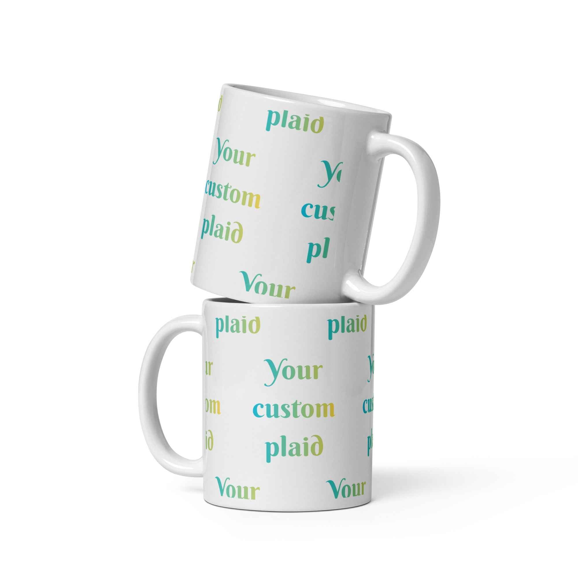 Ceramic Mug Your Own Birthday Plaid 11 oz - Scottish Squares