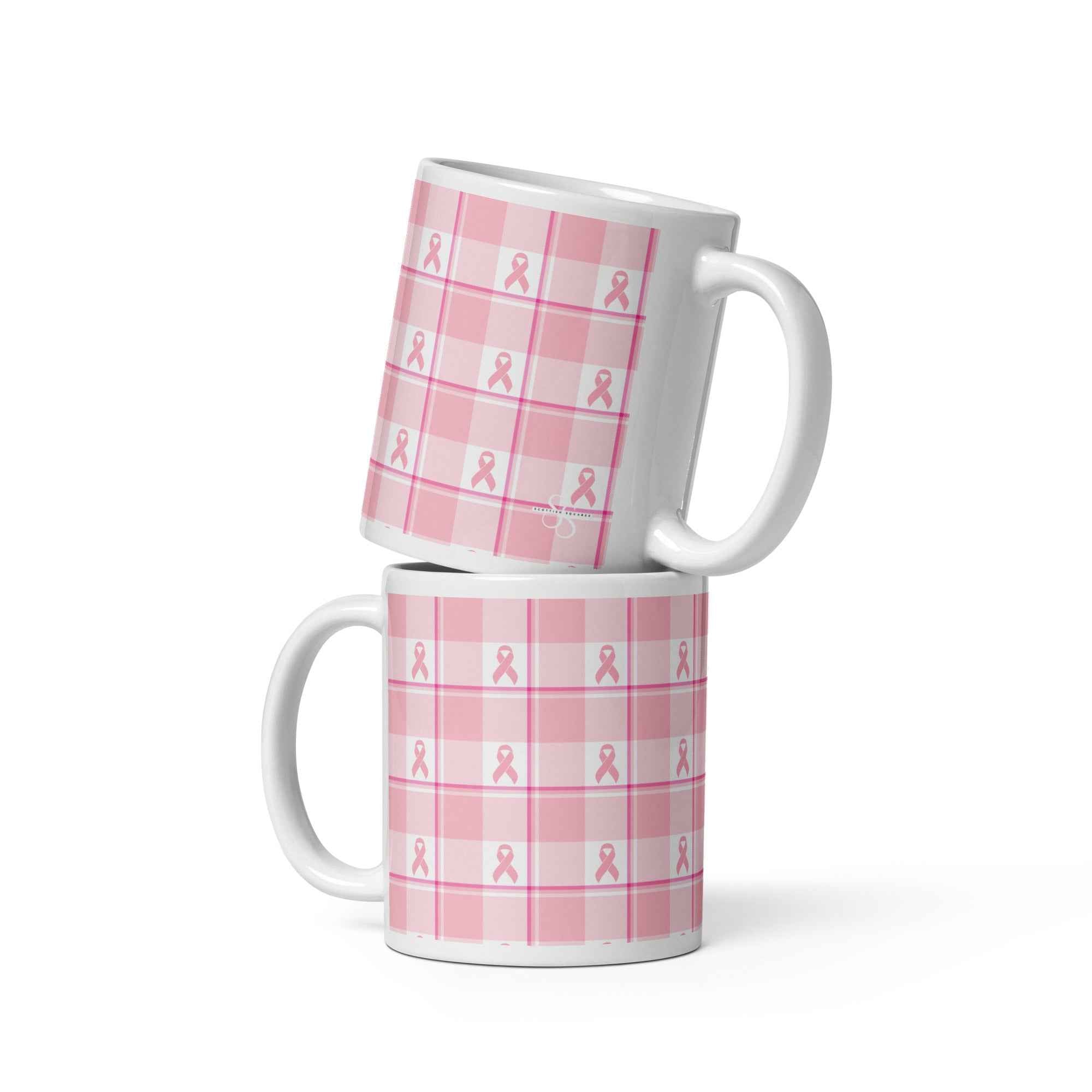 Ceramic Mug Breast Cancer Awareness Plaid 11 oz - Scottish Squares