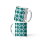 Ceramic Mug Cervical Cancer Awareness Plaid, Teal Ribbon, Supportive Gift 11 oz - Scottish Squares