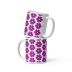 Ceramic Mug Flower Shape Plaid Pink Purple
