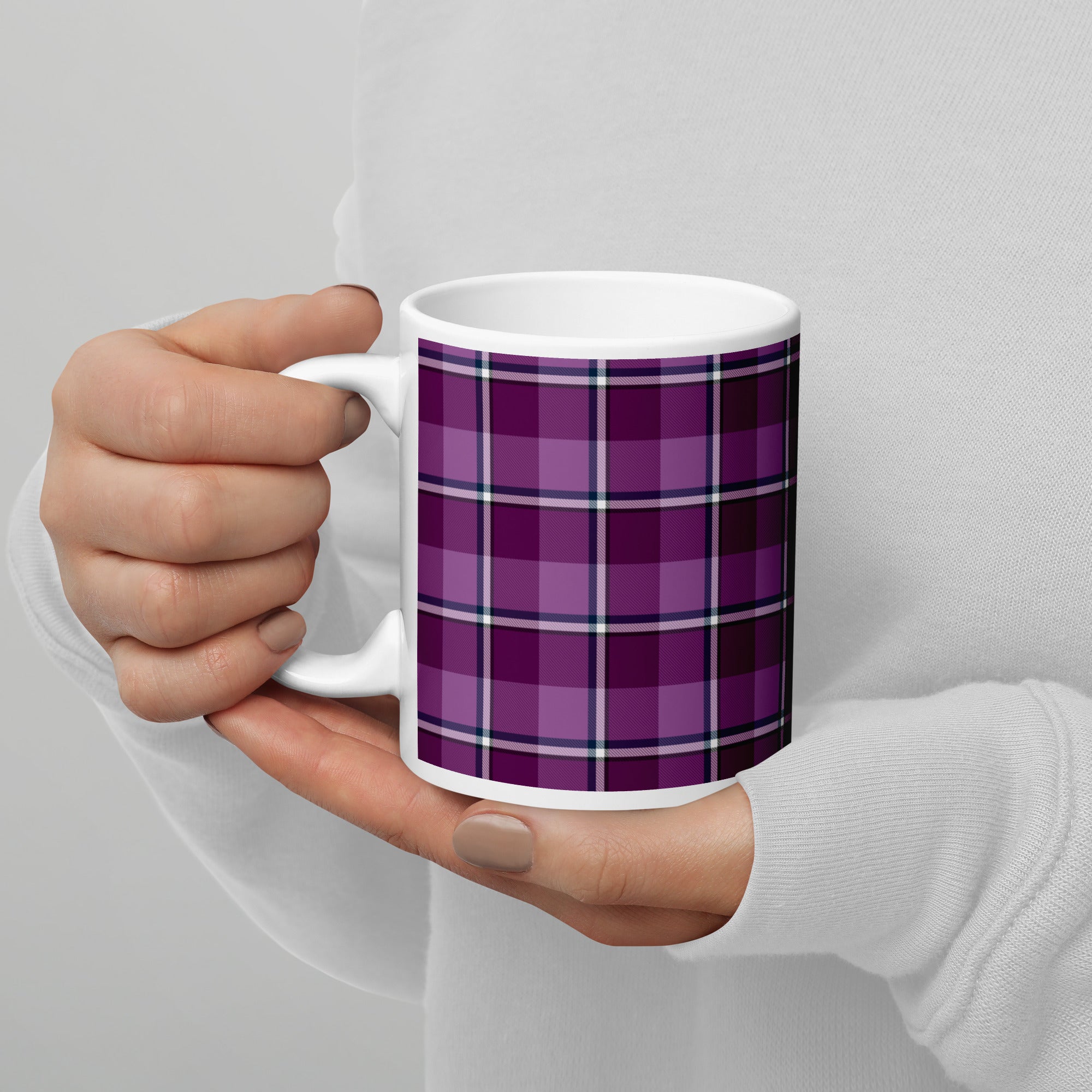 Purple and Trendy Pink Plaid Ceramic Mug - Scottish Squares