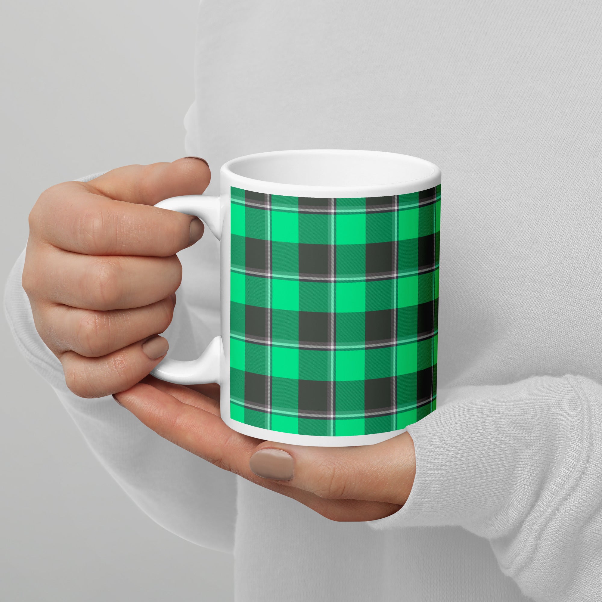 Spring Green and Finlandia Plaid Ceramic Mug - Scottish Squares