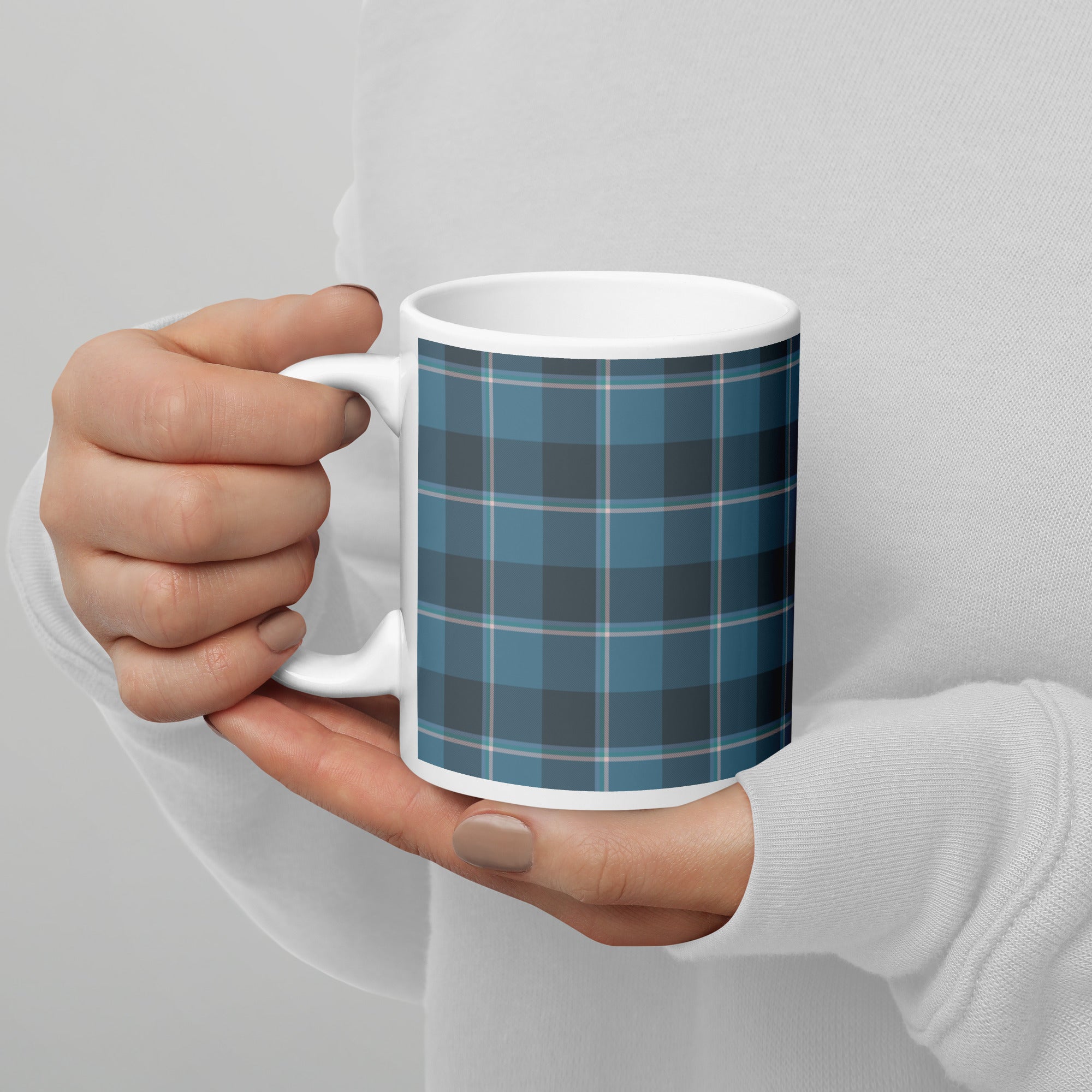 Hoki and Shuttle Gray Plaid Ceramic Mug - Scottish Squares