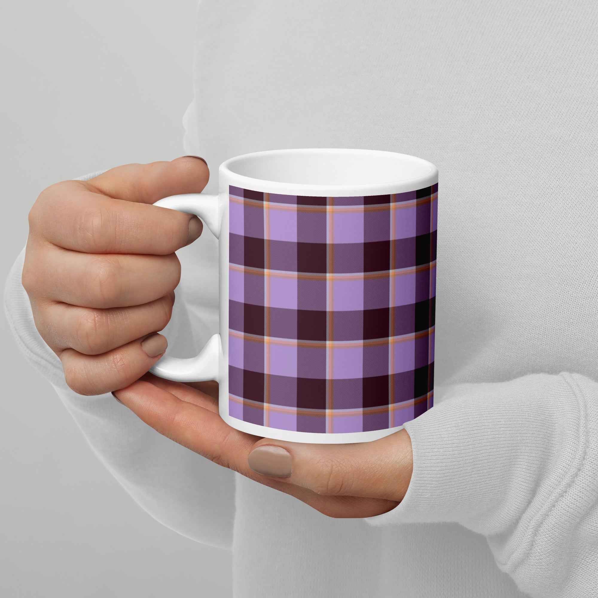Light Wisteria and Livid Brown Plaid Ceramic Mug - Scottish Squares