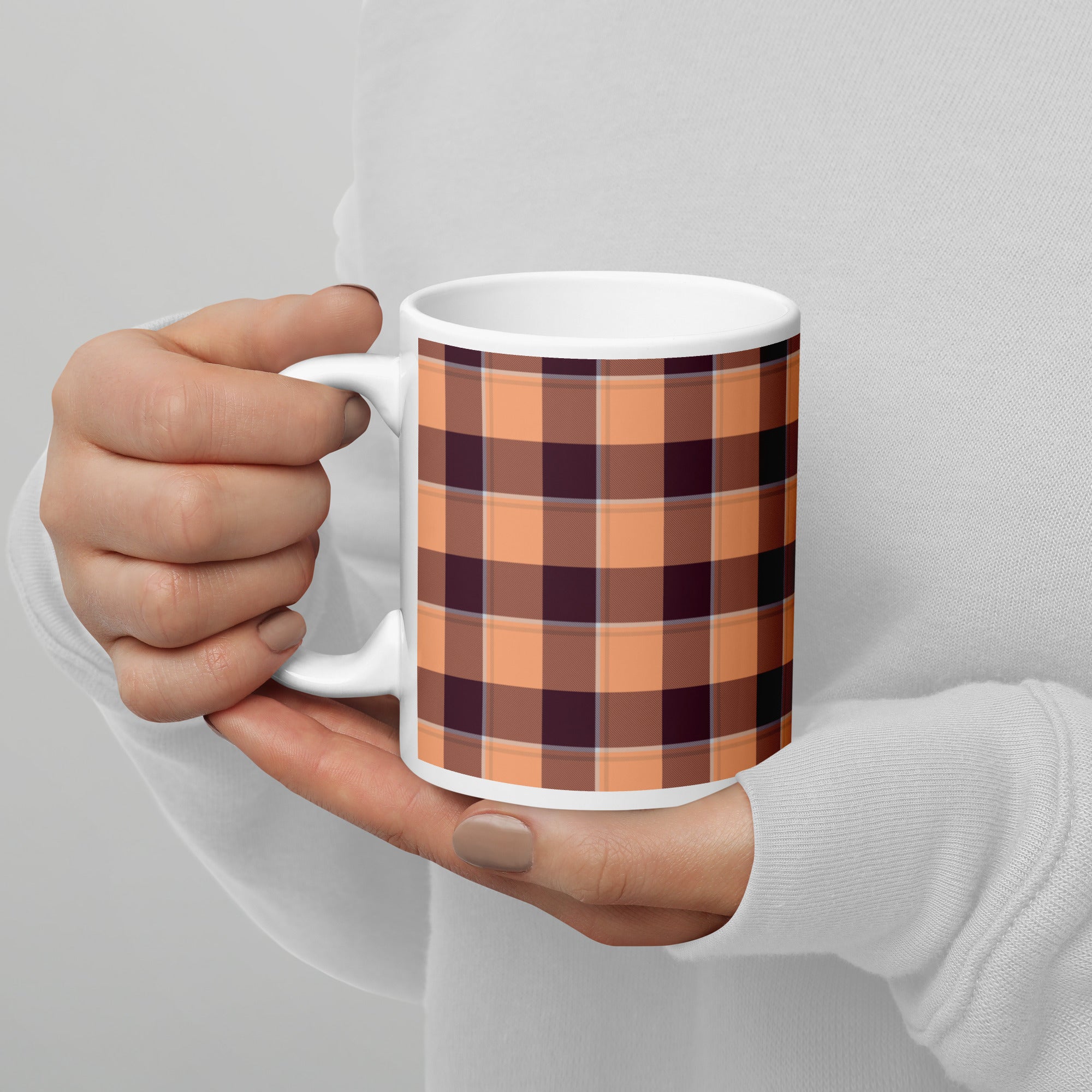 Hit Pink and Livid Brown Plaid Ceramic Mug - Scottish Squares