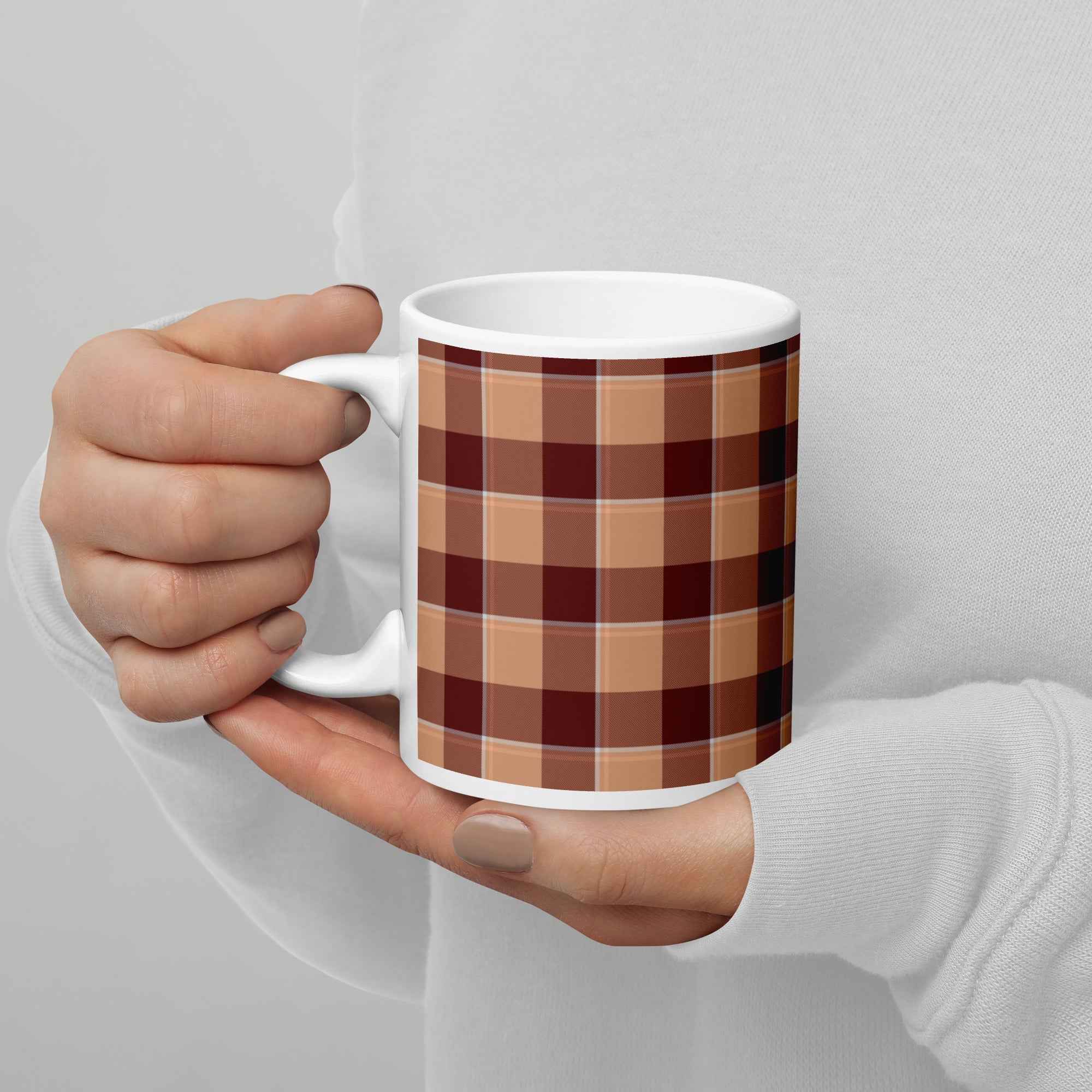 Whiskey and Livid Brown Plaid Ceramic Mug - Scottish Squares