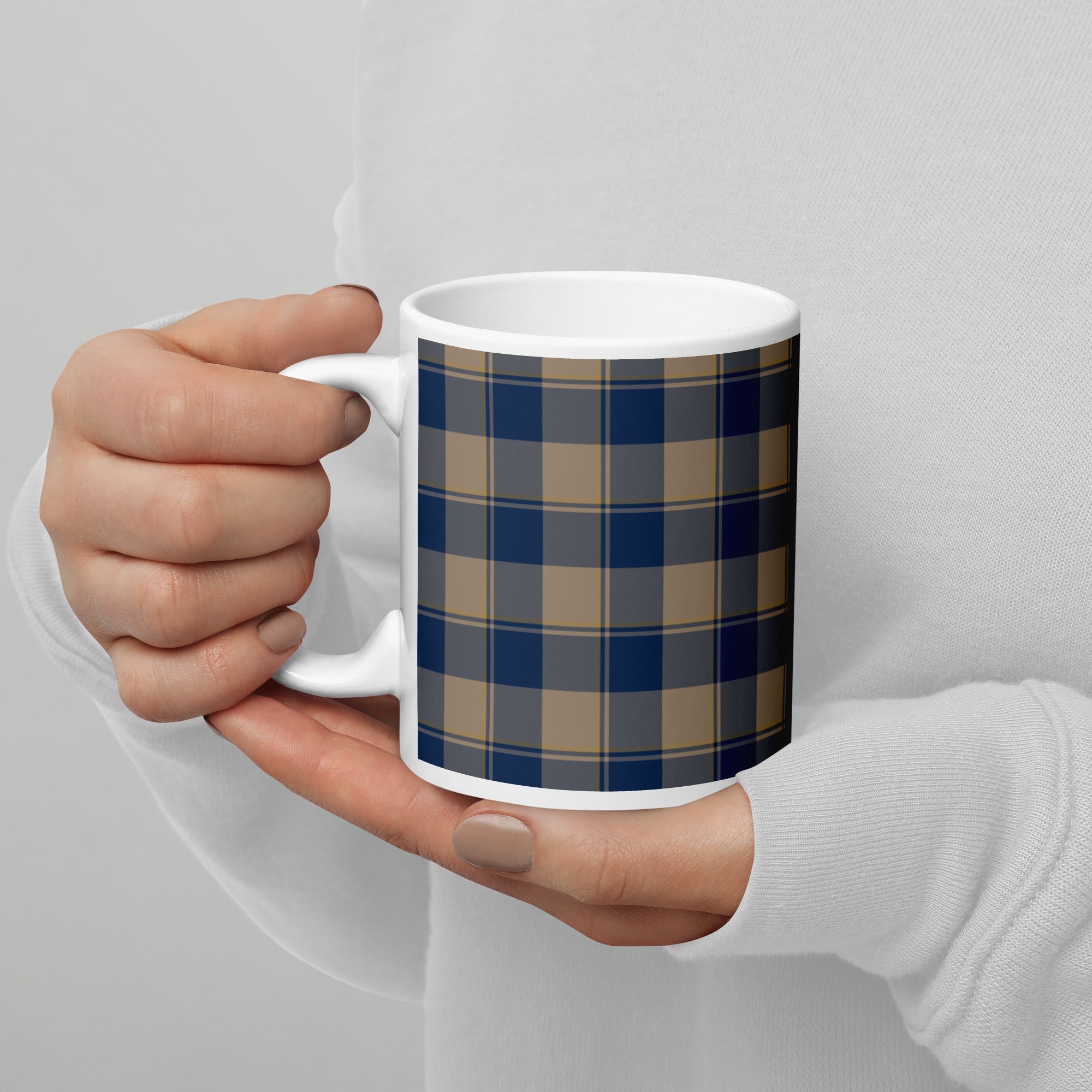 Cello and Donkey Brown Plaid Ceramic Mug - Scottish Squares
