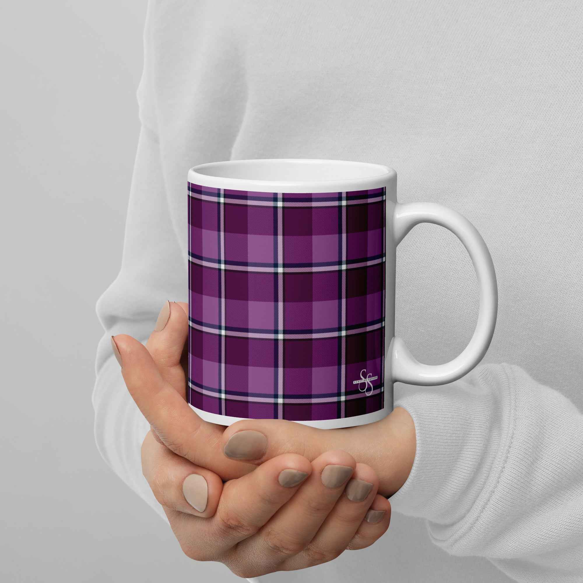 Purple and Trendy Pink Plaid Ceramic Mug - Scottish Squares