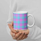 Mauve and Coastal Mist Plaid Ceramic Mug - Scottish Squares