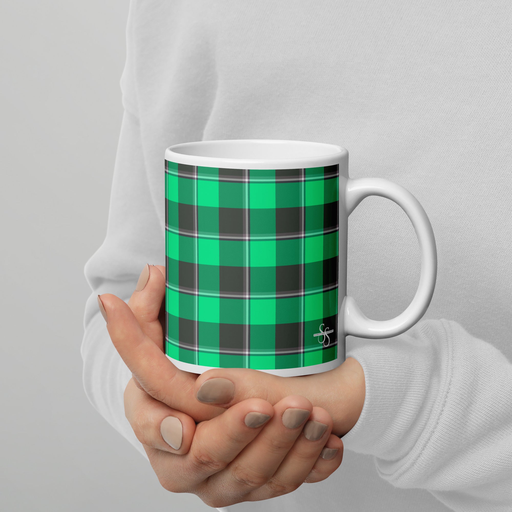 Spring Green and Finlandia Plaid Ceramic Mug - Scottish Squares